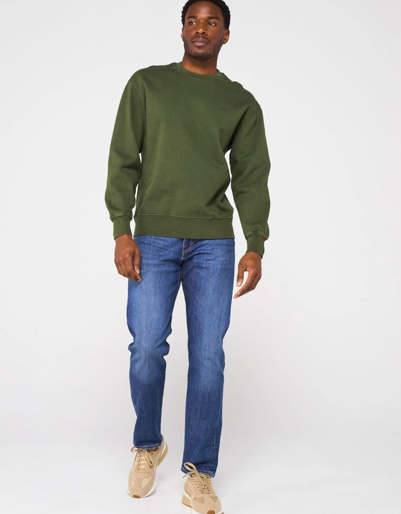 Authentic Tonal Logo Crew Neck Sweat Top - Dark Green