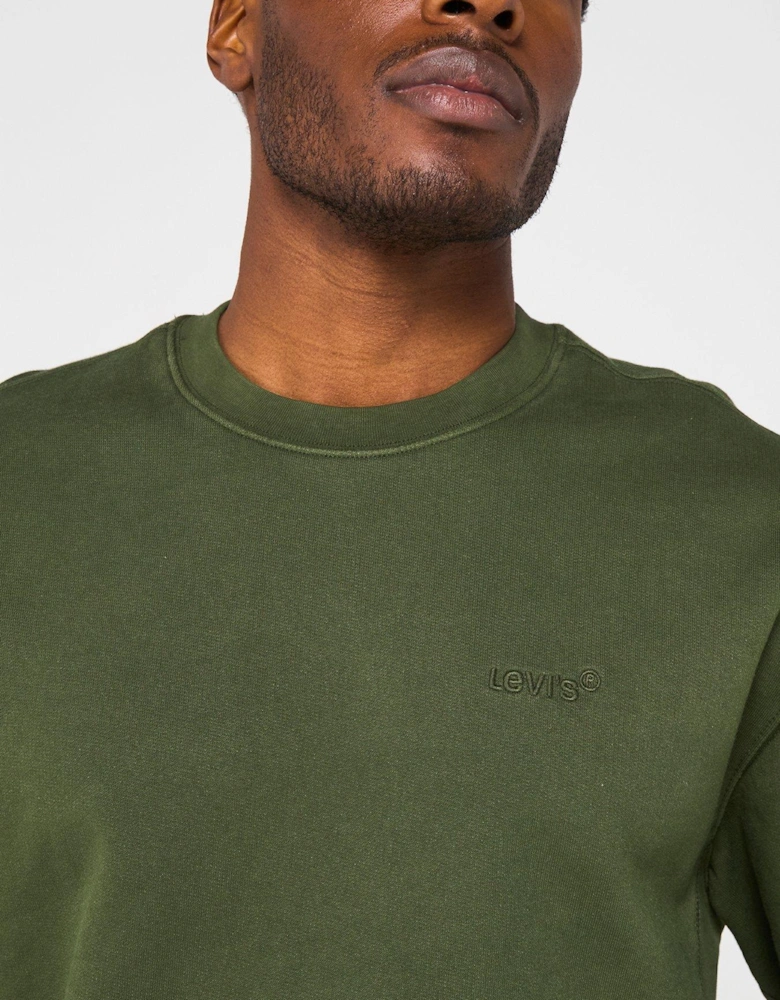 Authentic Tonal Logo Crew Neck Sweat Top - Dark Green