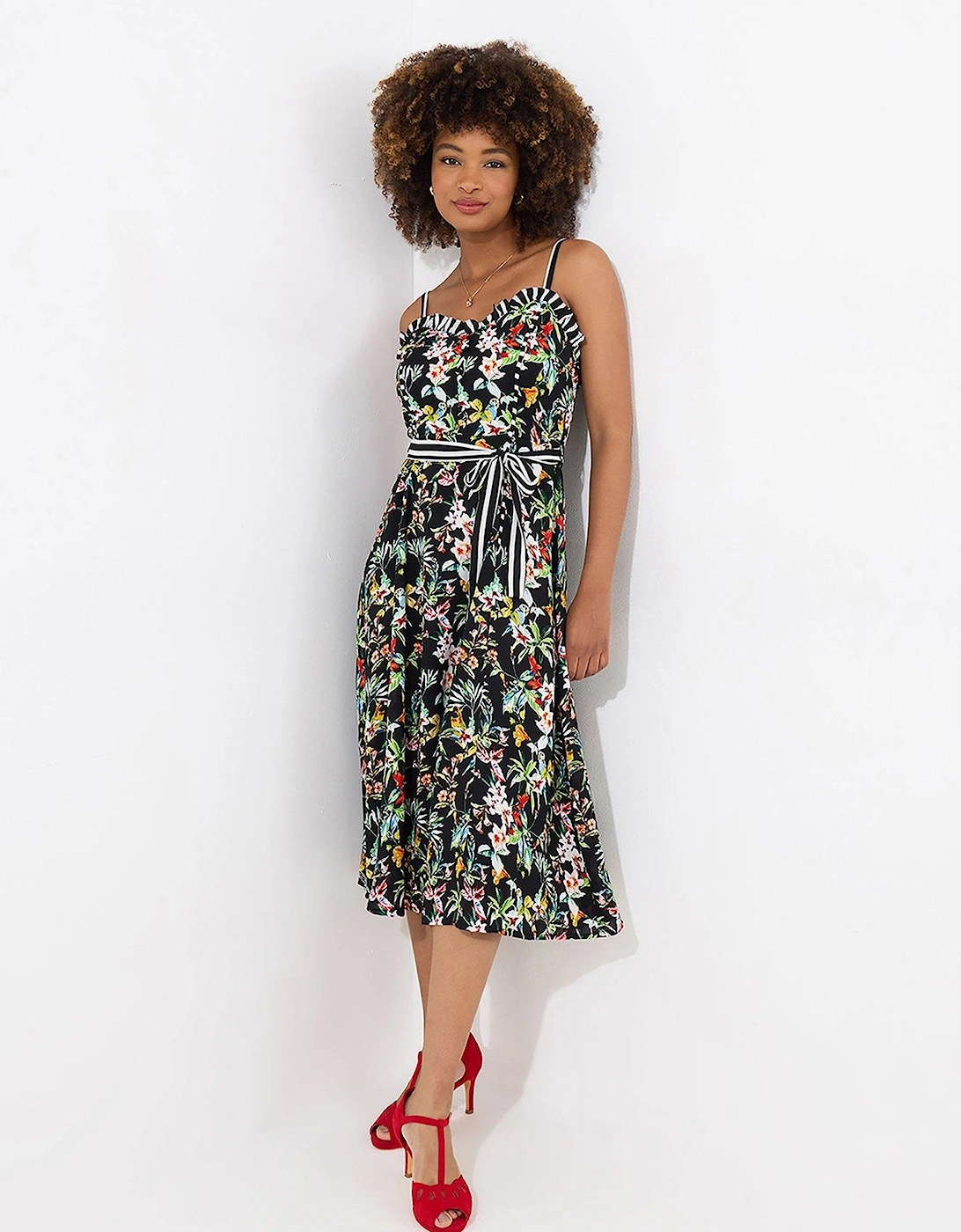 Maya Tropical Print Dress - Black, 2 of 1