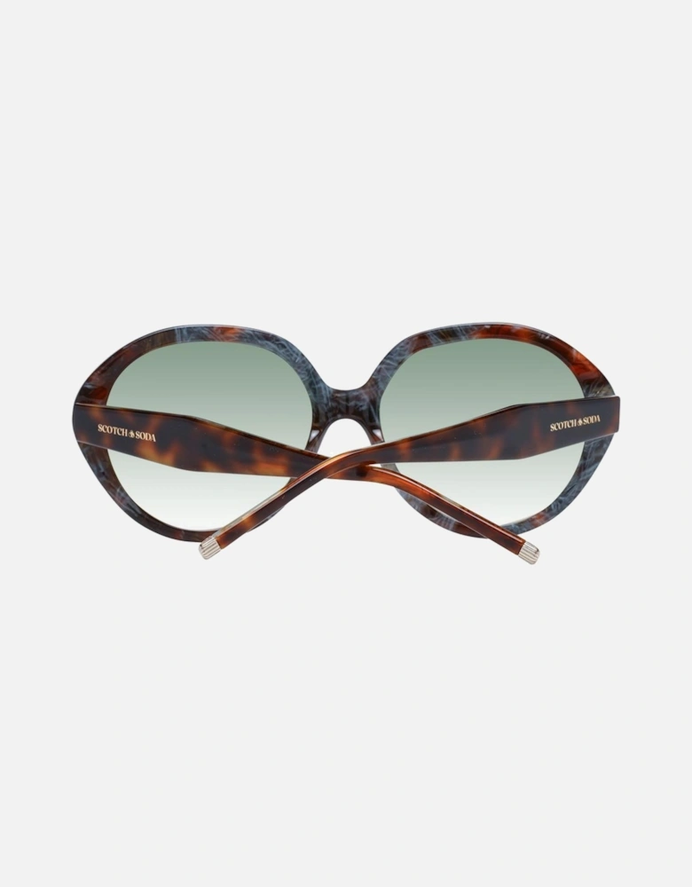 Round Brown Acetate Sunglasses with Gradient Lenses Women