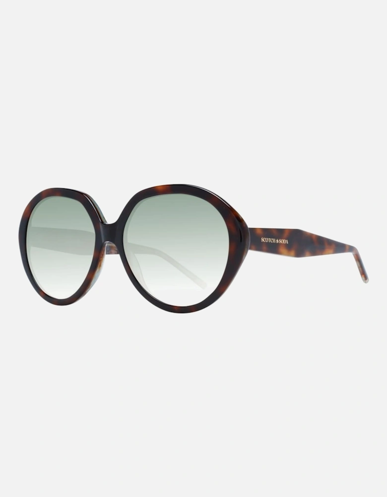 Round Brown Acetate Sunglasses with Gradient Lenses Women