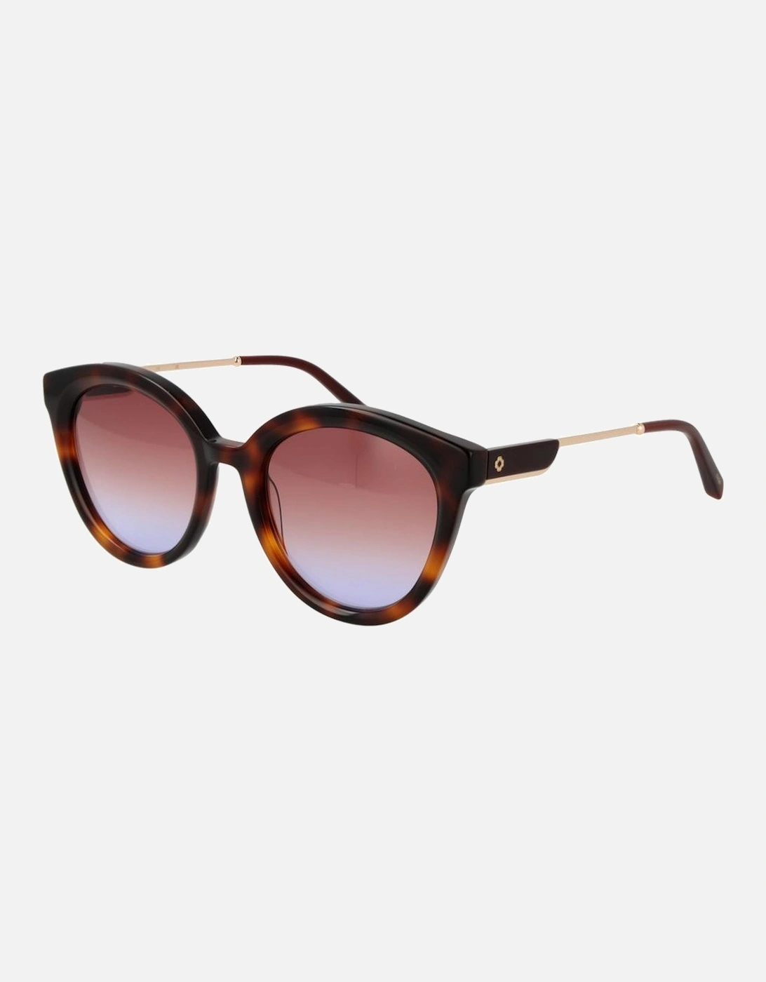 Round Gradient Acetate Sunglasses with Blue Lenses Women - Brown, 4 of 3