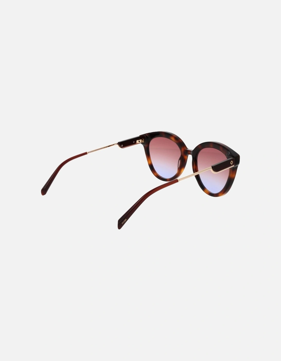 Round Gradient Acetate Sunglasses with Blue Lenses Women - Brown
