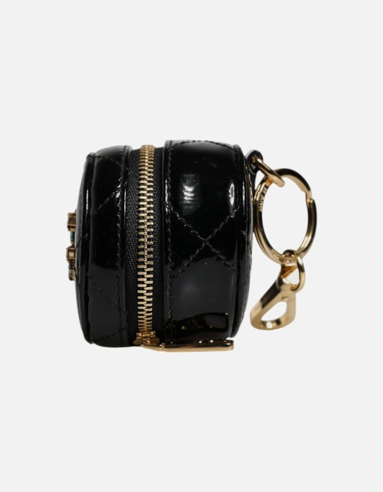 Leather Zip Around Embellished Coin Purse Women - Black Wallets
