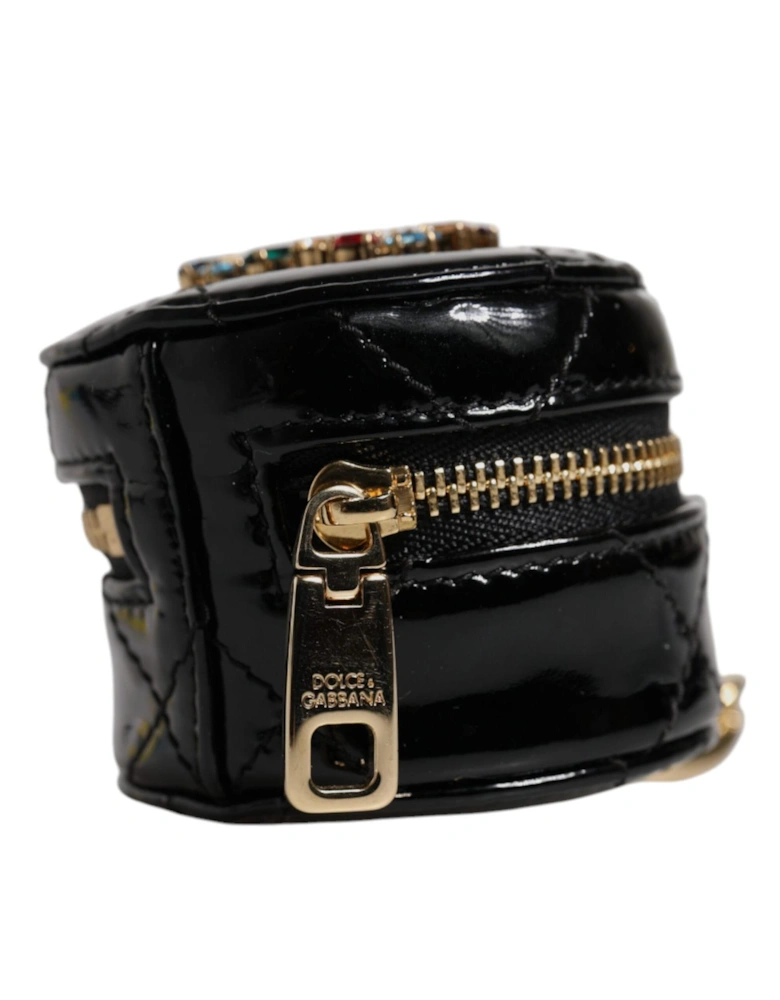Leather Zip Around Embellished Coin Purse Women - Black Wallets