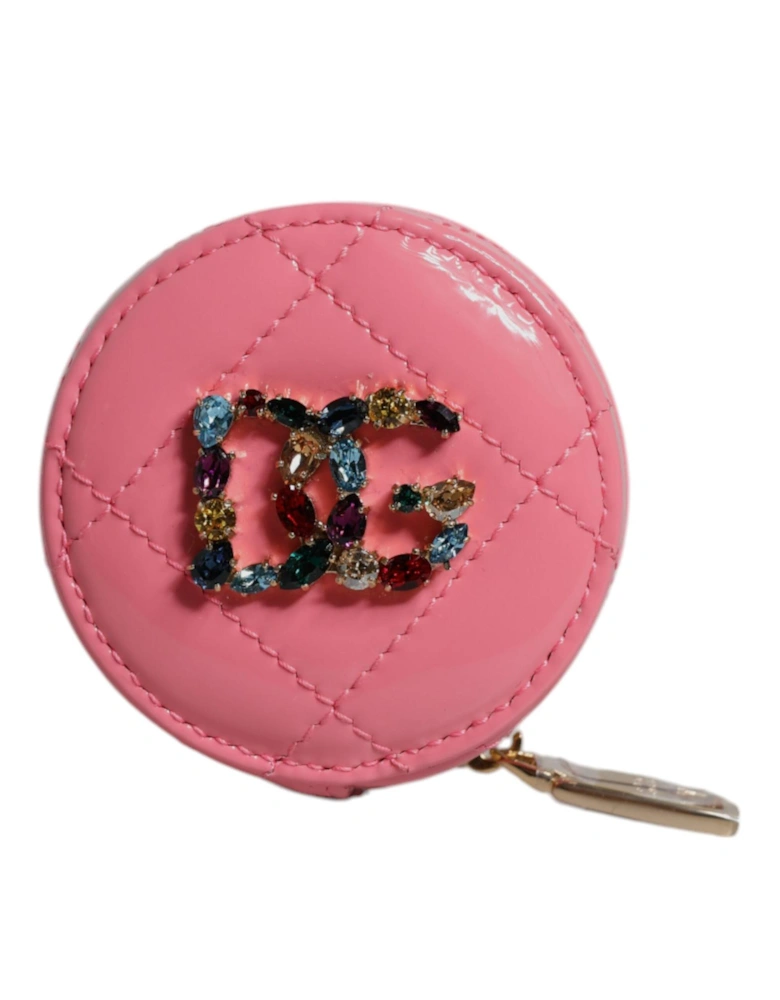 Leather Zip Around Embellished Coin Purse Women - Pink Wallets