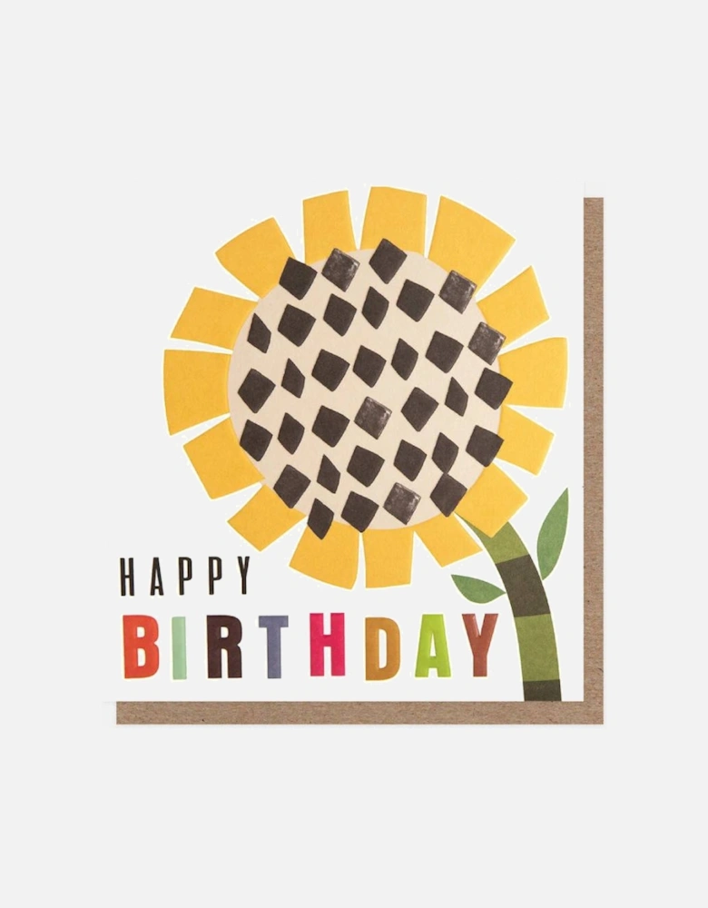 Chequered Sunflower Happy Birthday Card