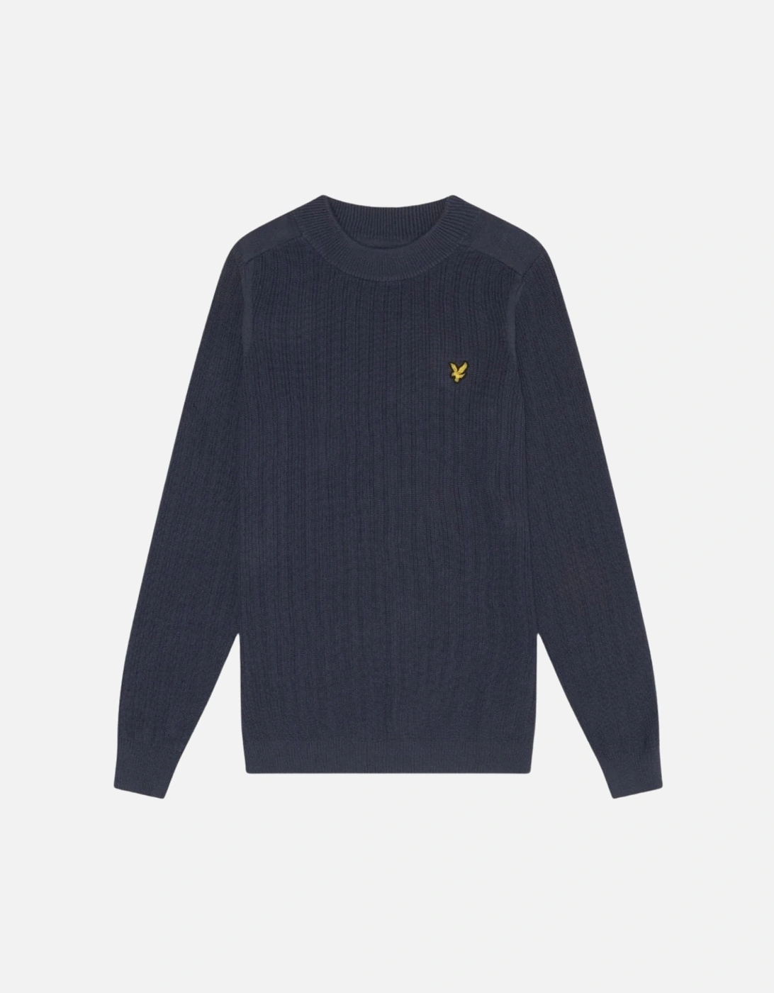 Men's Lyle & Scott Plain Branded Ribbed Mock Neck Navy Night Jumper - Black - Size: S