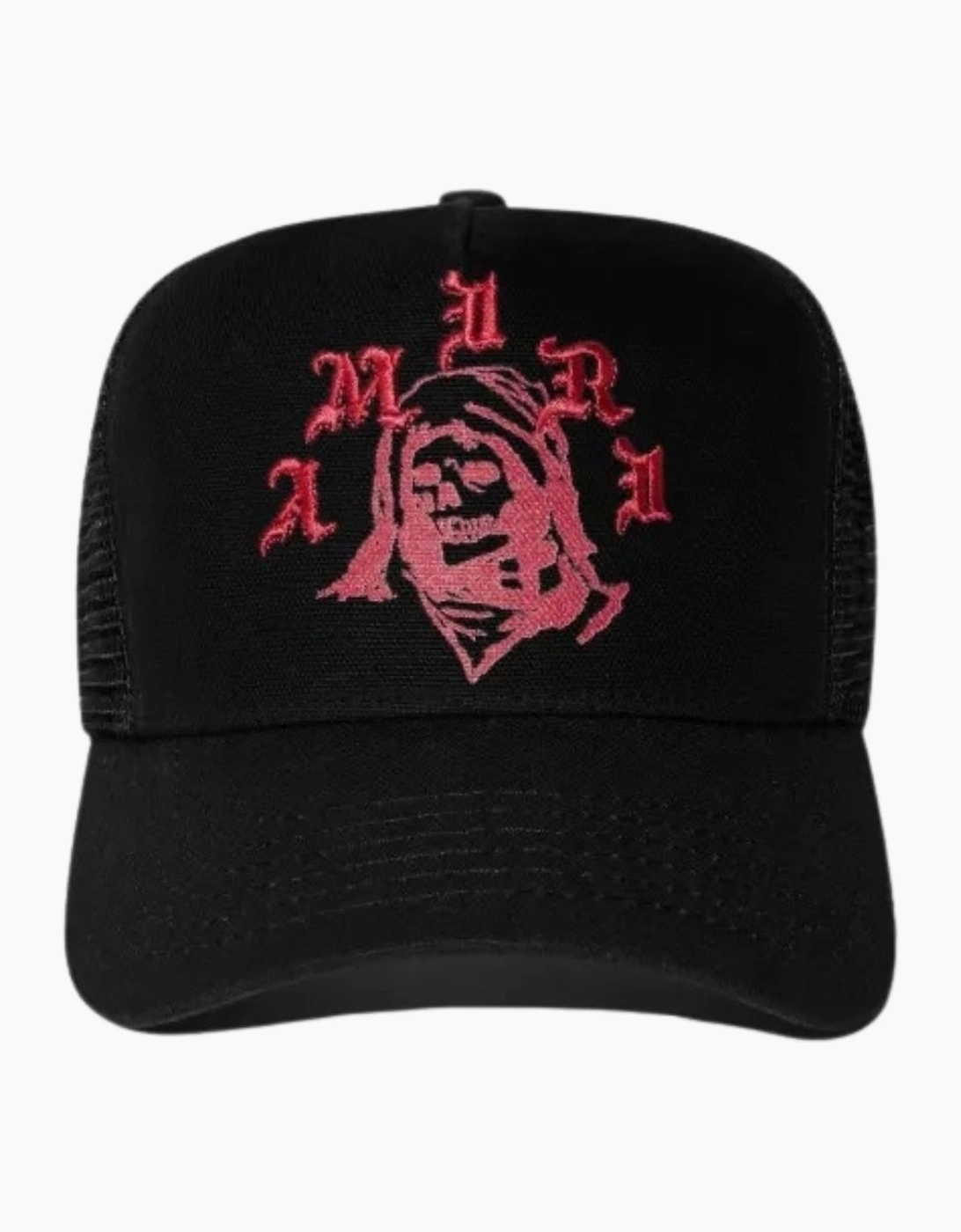 Men's Amiri Reaper Branded Logo Black Trucker Hat - Size: ONE size