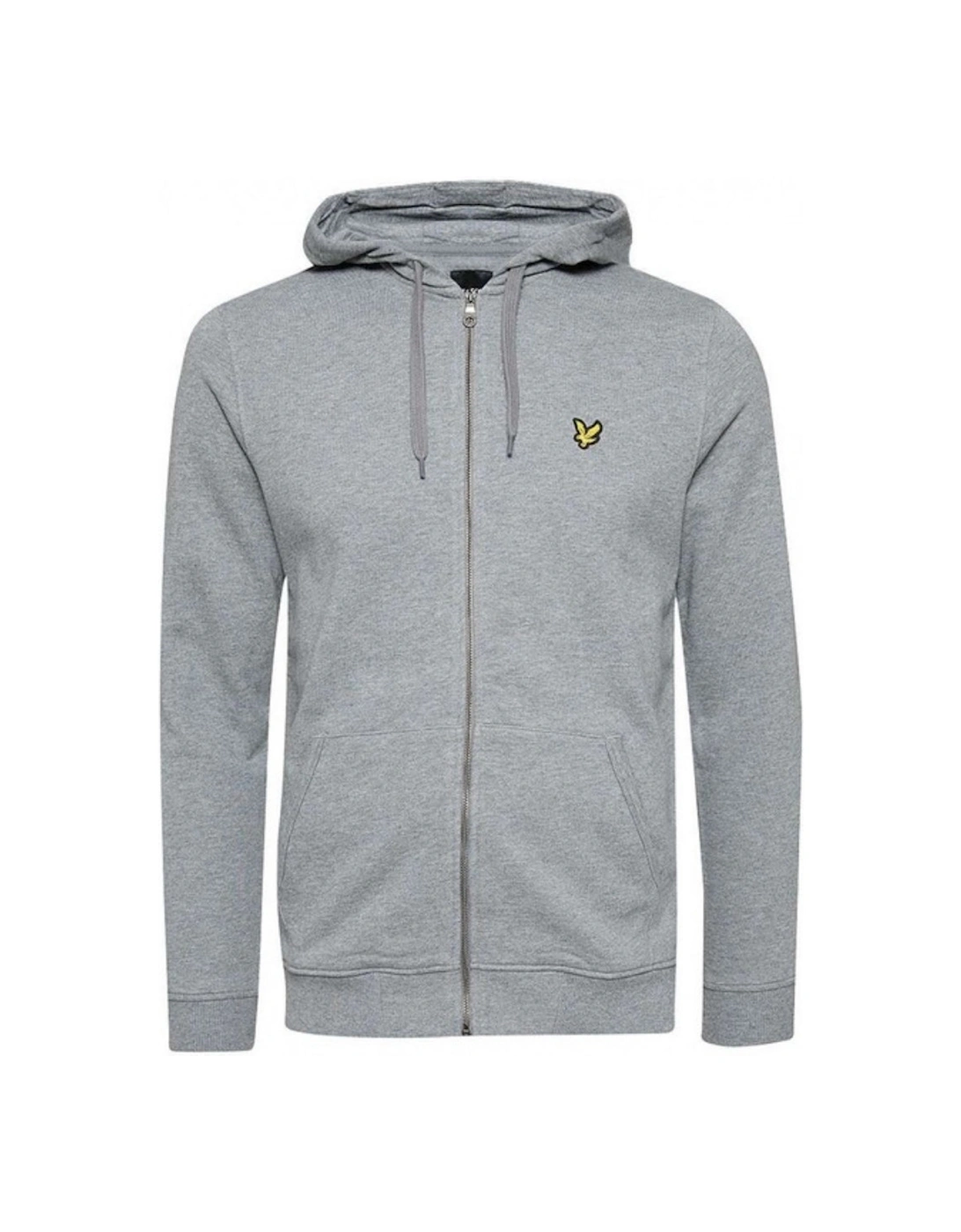 Men's Lyle & Scott Plain Branded Mid Grey Marl Zip-Up Hoodie - Size: 42