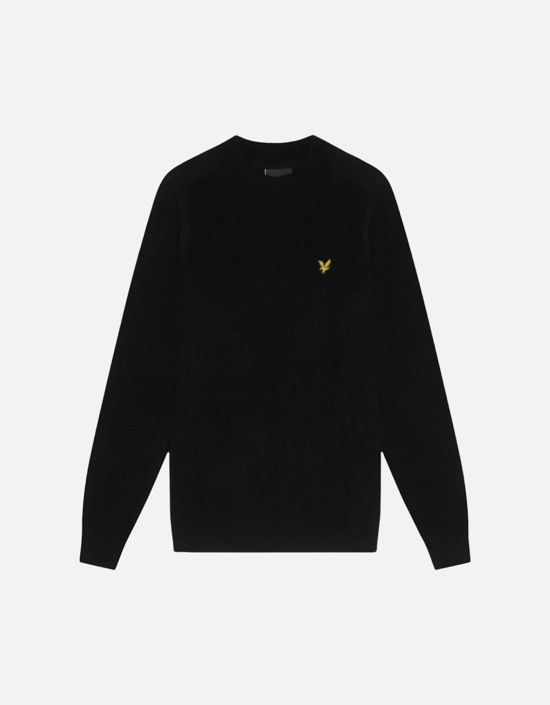 Men's Lyle & Scott Plain Branded Ribbed Mock Neck Jet Black Jumper - Size: L