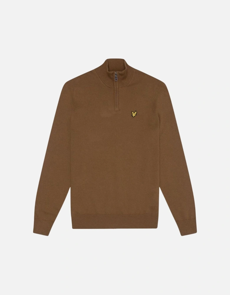 Lyle & Scott Plain Branded Cotton Merino Quarter Zip Wild Nettle Jumper