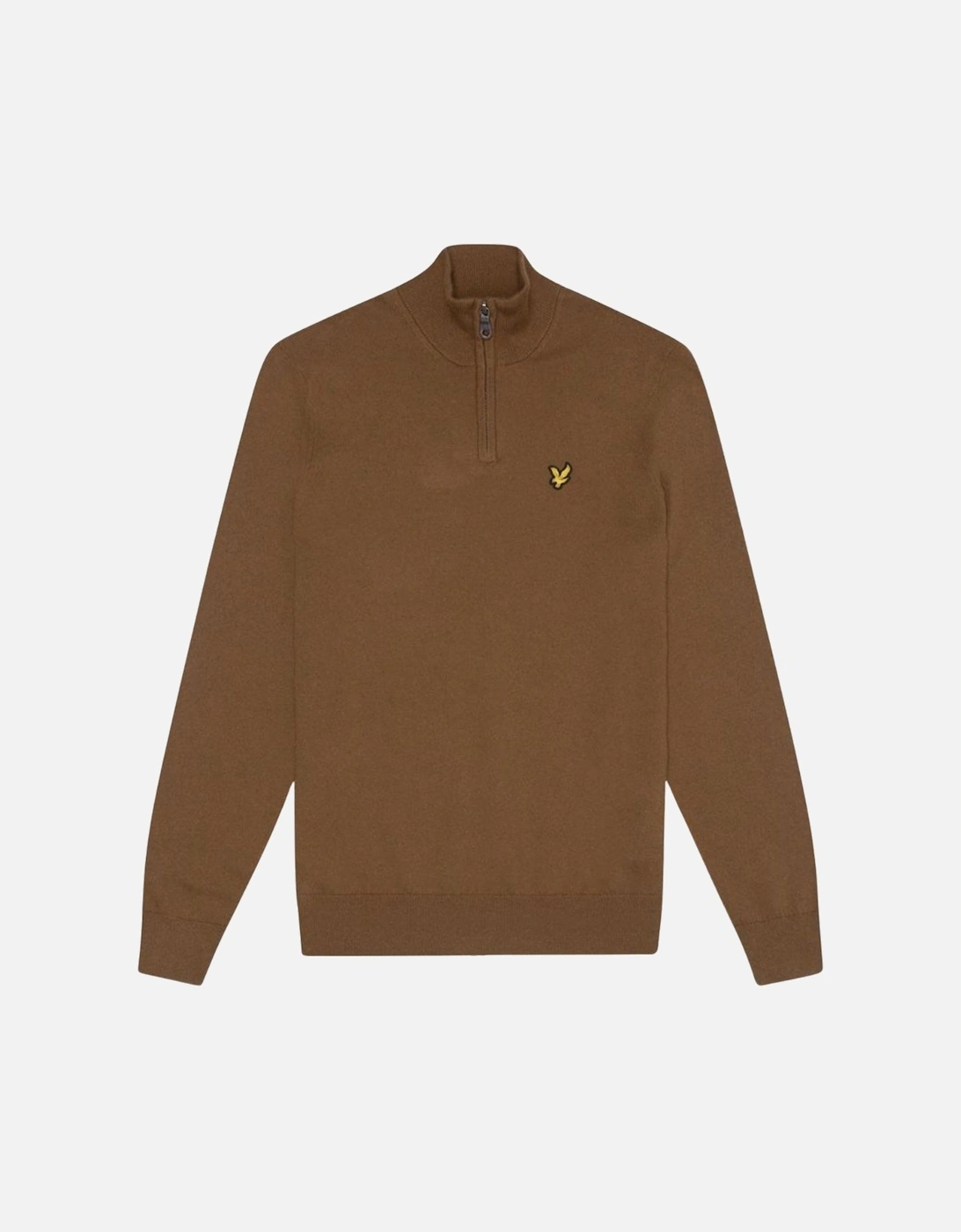 Lyle & Scott Plain Branded Cotton Merino Quarter Zip Wild Nettle Jumper, 4 of 3