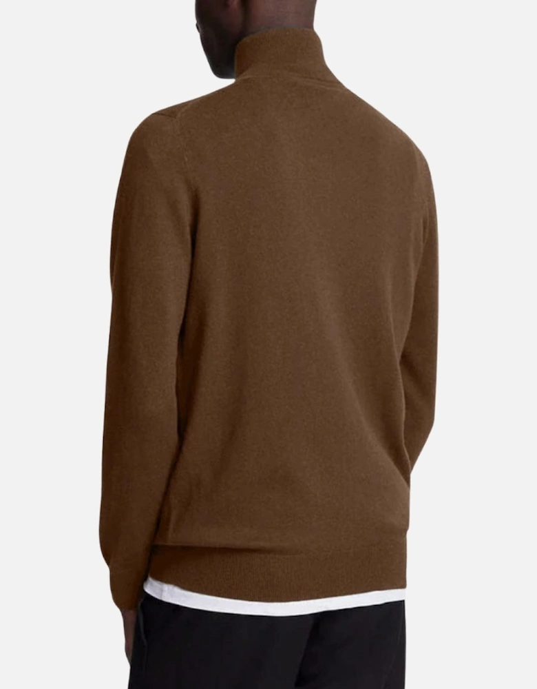 Lyle & Scott Plain Branded Cotton Merino Quarter Zip Wild Nettle Jumper