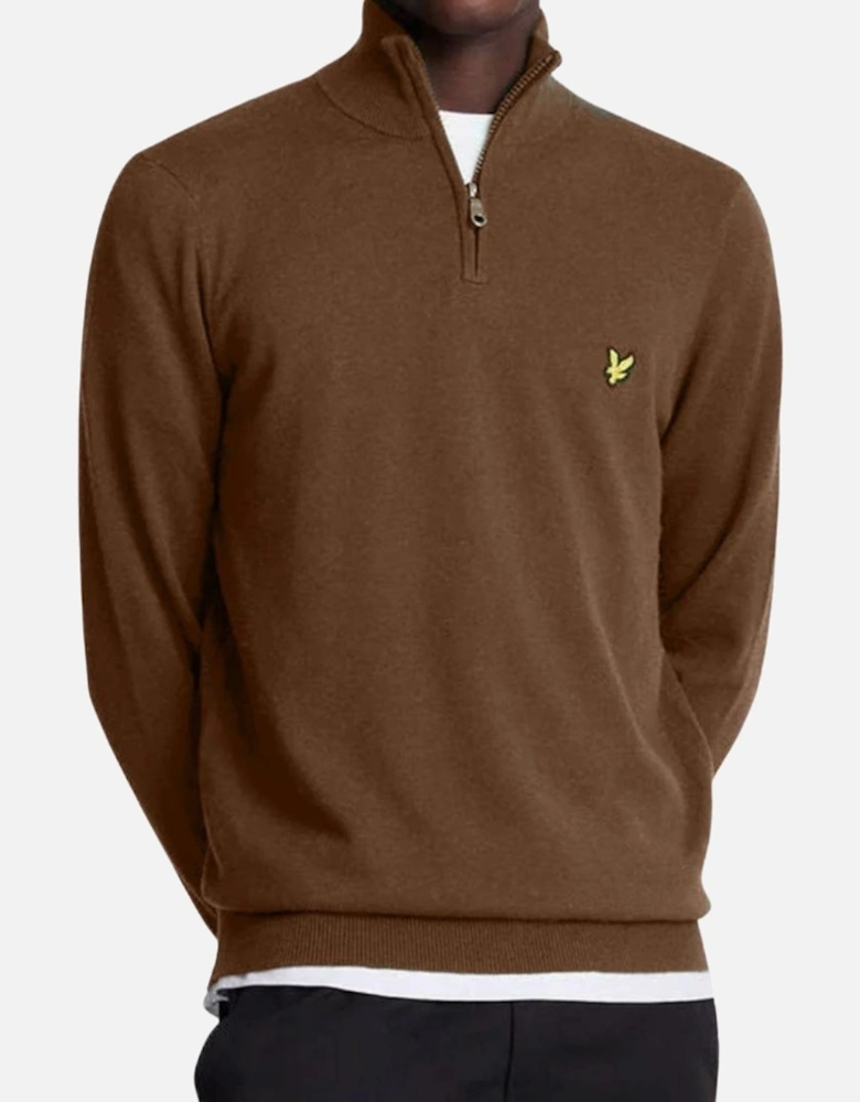 Lyle & Scott Plain Branded Cotton Merino Quarter Zip Wild Nettle Jumper
