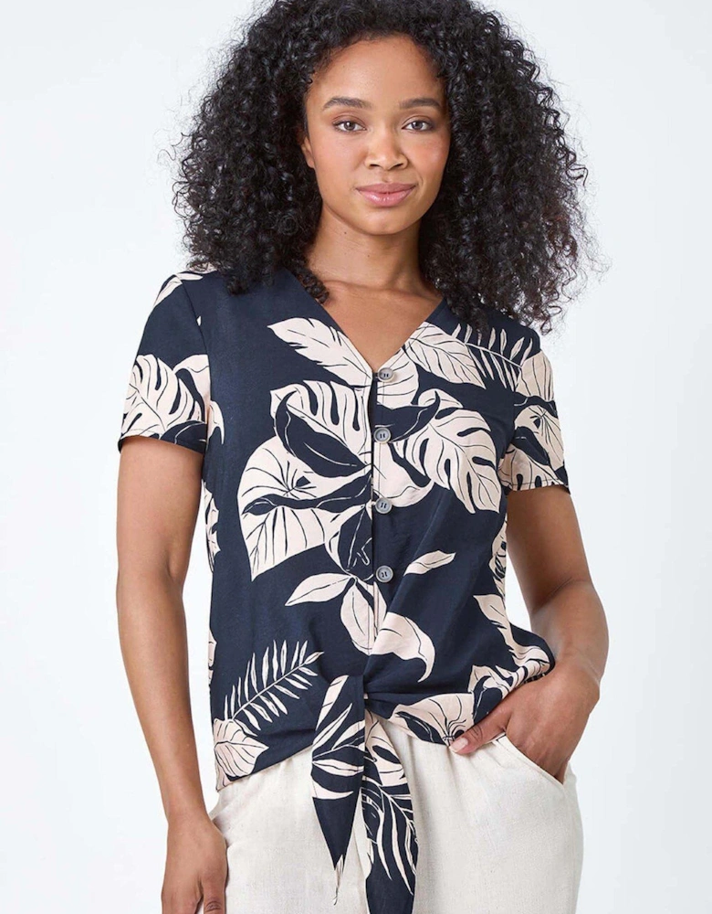 Petite Tropical Tie Detail Top
