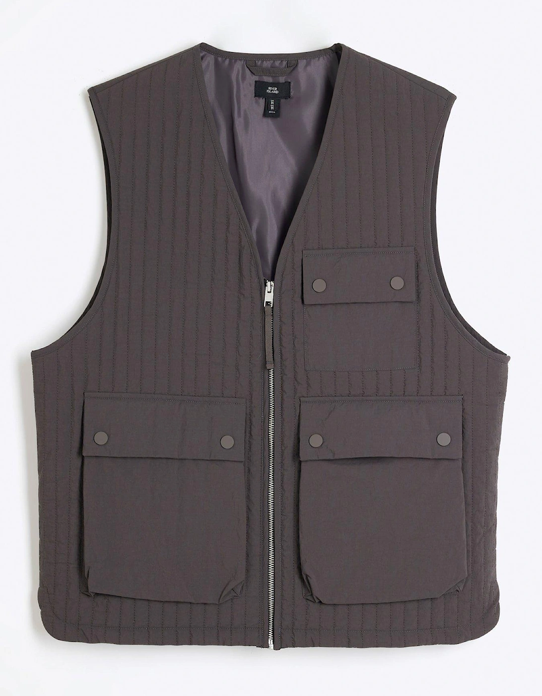Multi Pocket Padded Gilet - Dark Grey