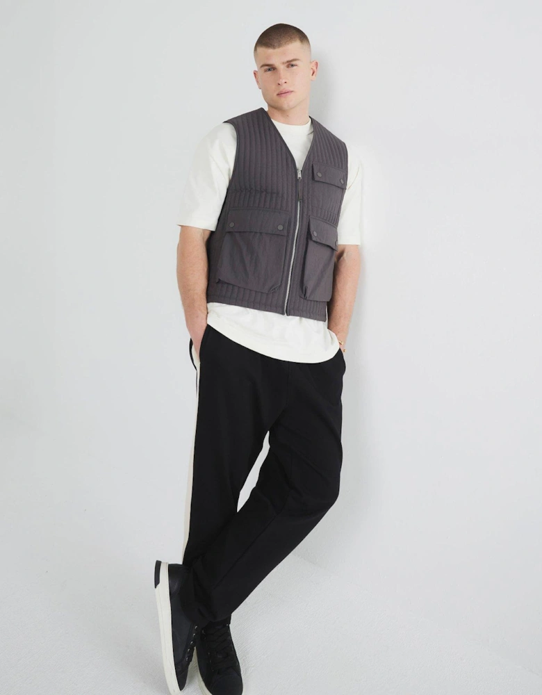 Multi Pocket Padded Gilet - Dark Grey