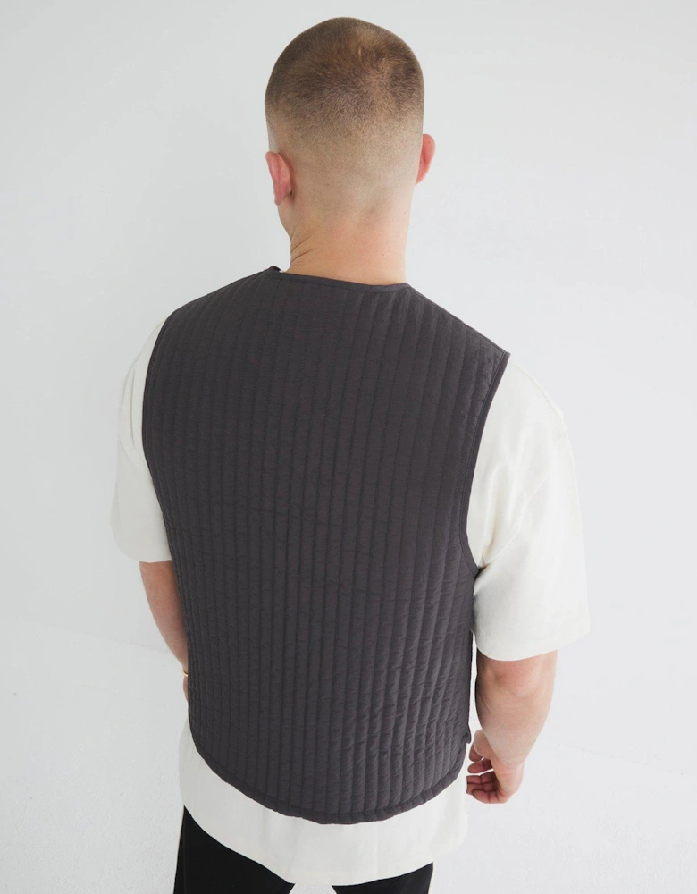 Multi Pocket Padded Gilet - Dark Grey