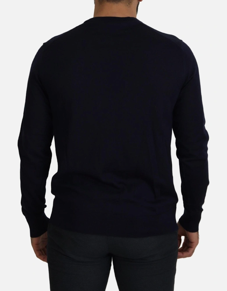 Dark Blue Cashmere Cardigan Sweater by Women - White T-Shirts