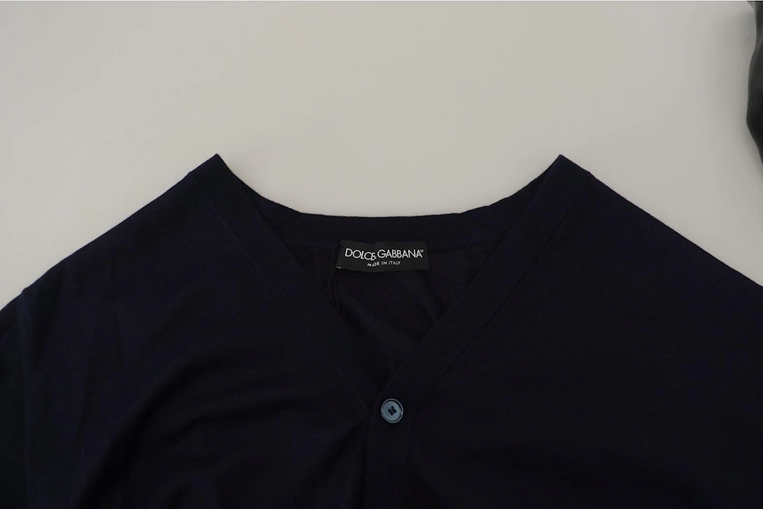 Dark Blue Cashmere Cardigan Sweater by Women - White T-Shirts