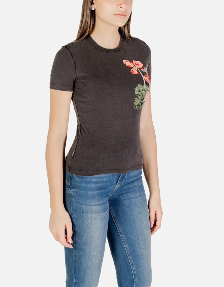Square Neckline Print T-Shirt Women - Black Shirts