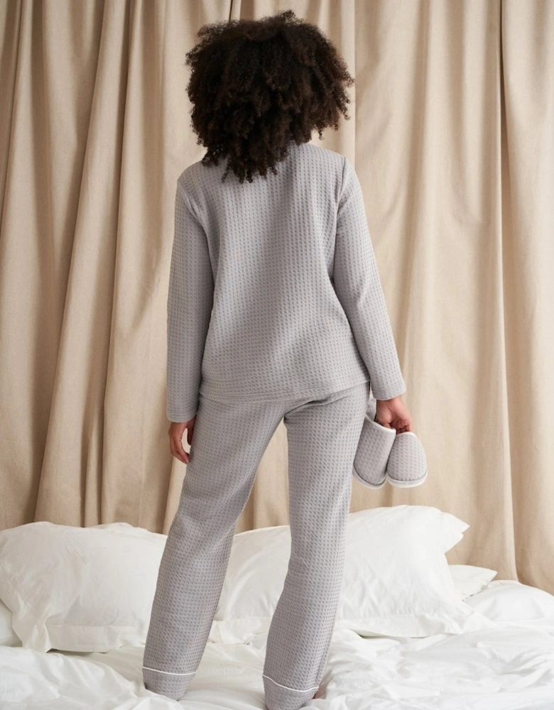 Luxury Suite Waffle PJ Set in Grey