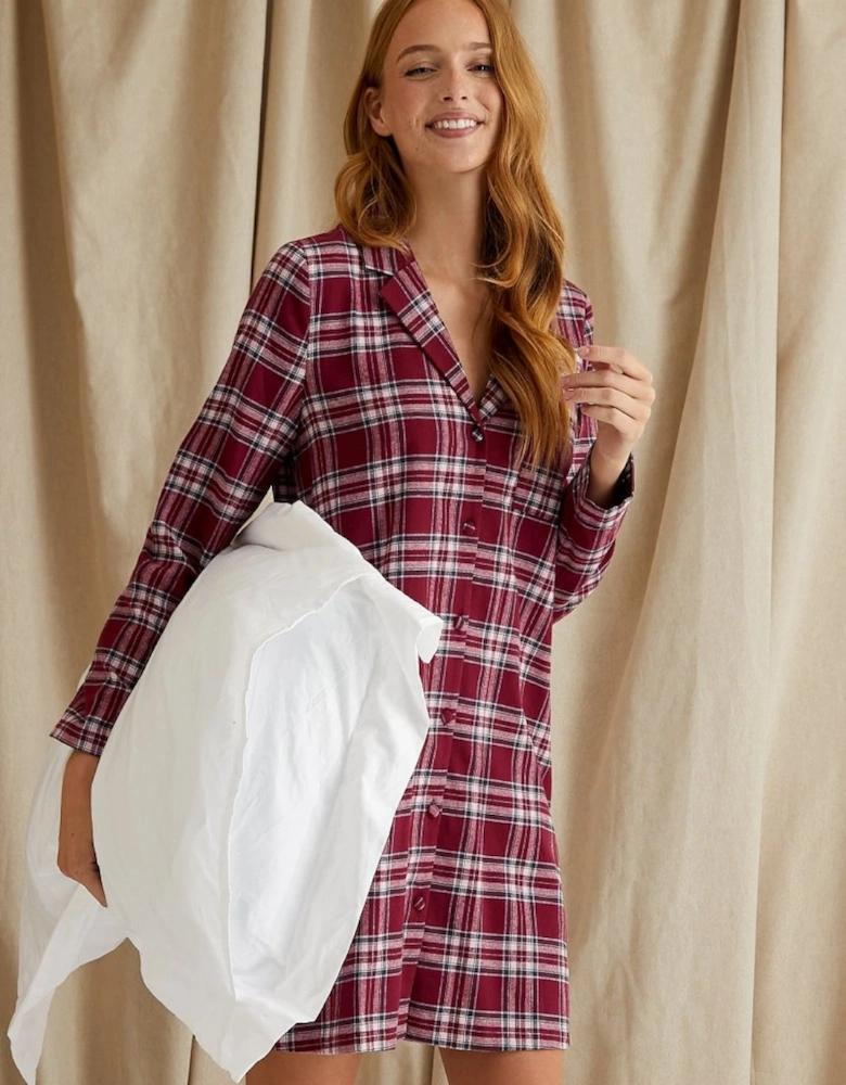 Plaid Nightshirt in Bordeaux