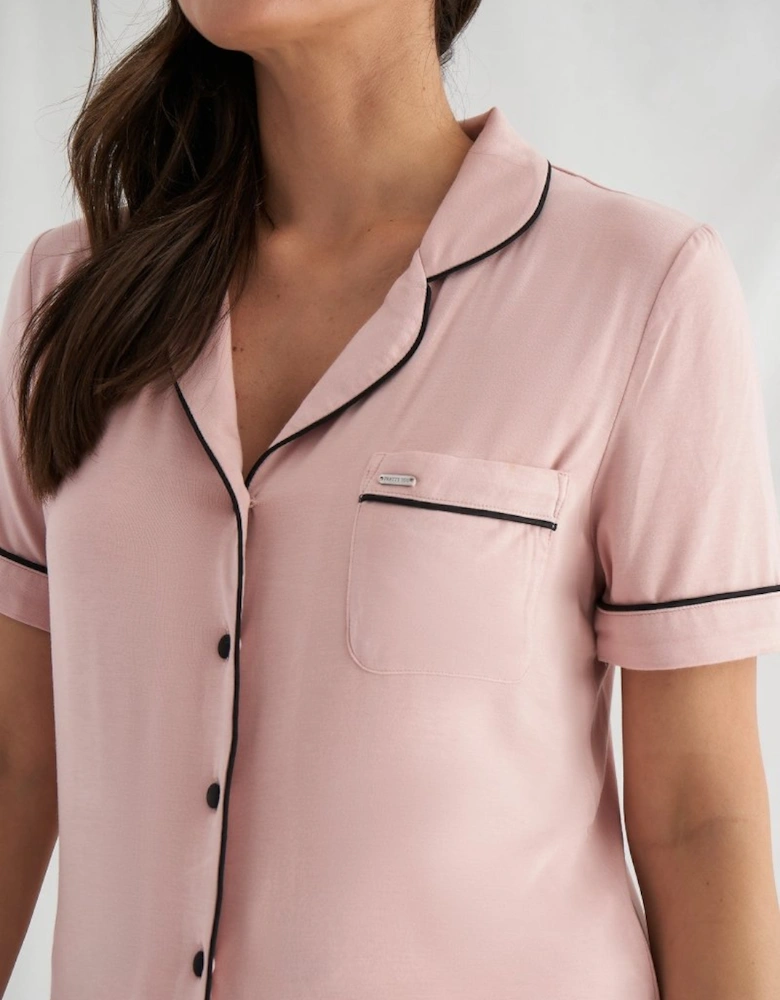 Bamboo Shirt Short Set in Pink