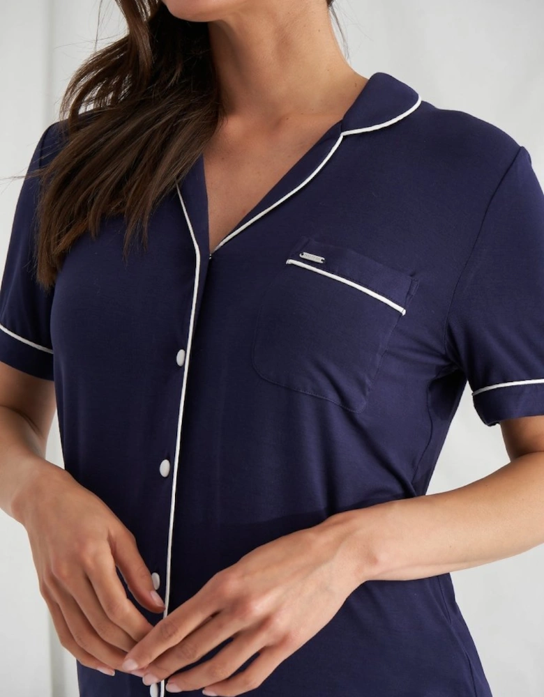 Bamboo Shirt Short Set in Midnight