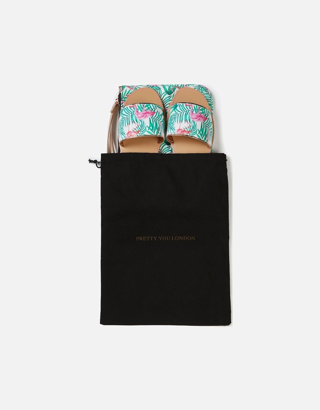Flamingo Printed Slide and Clutch Set