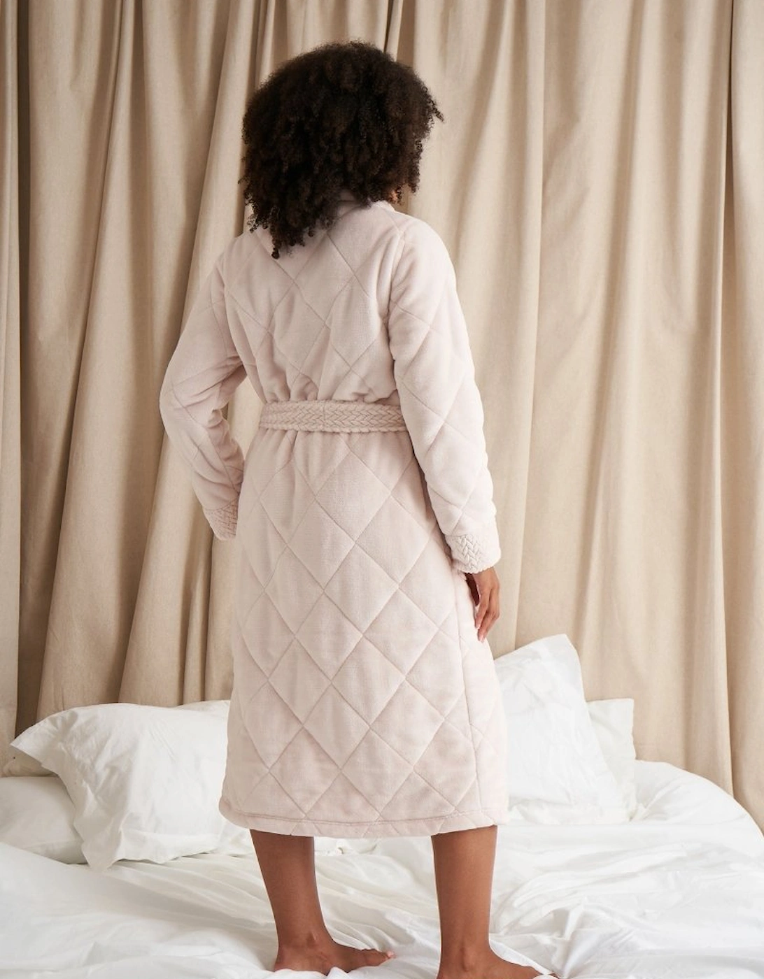 Quilted Velour Robe in Powder Puff