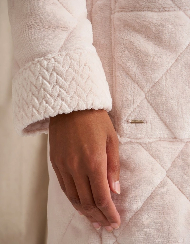 Quilted Velour Robe in Powder Puff