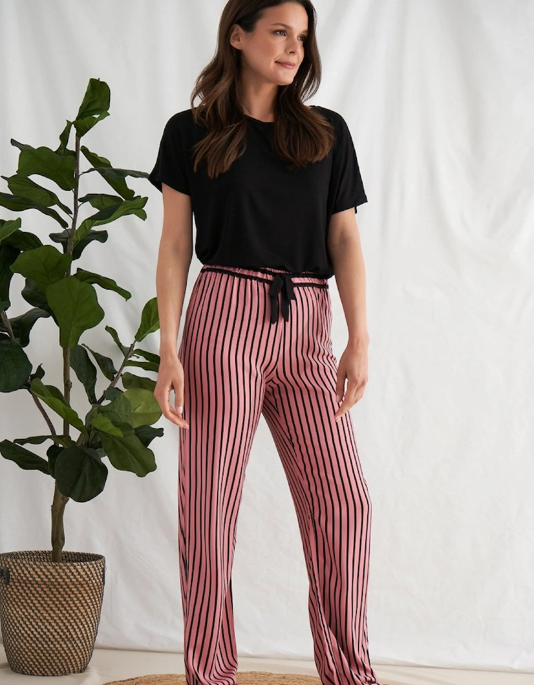 Boyfriend Stripe Trousers in Terracotta/Black, 4 of 3