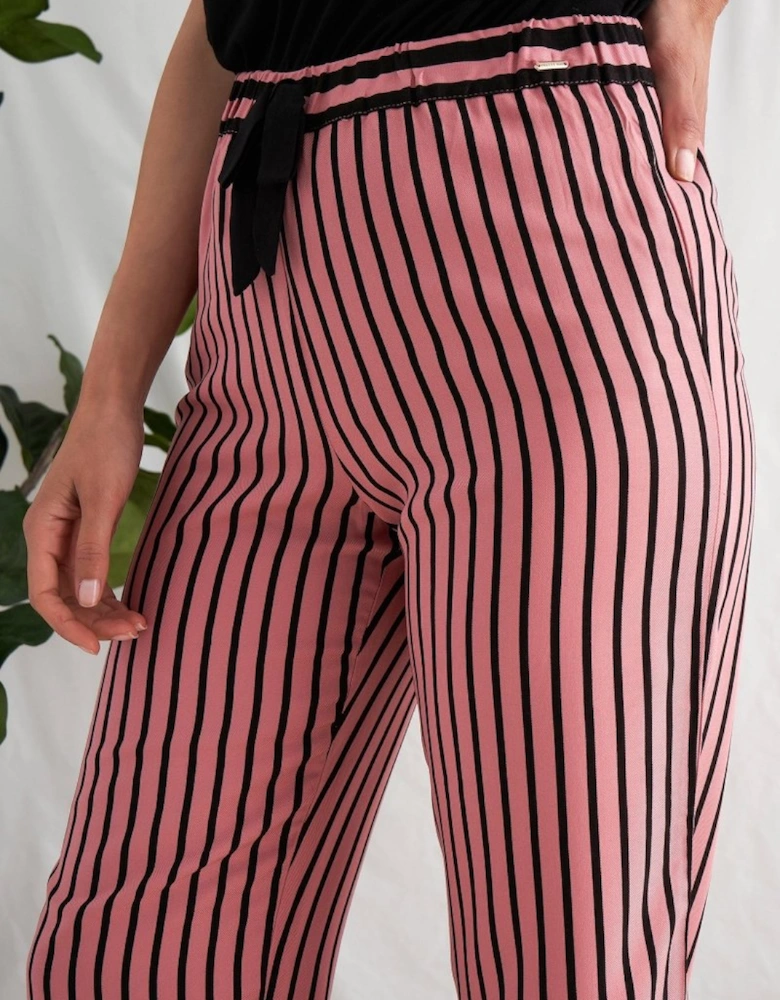 Boyfriend Stripe Trousers in Terracotta/Black