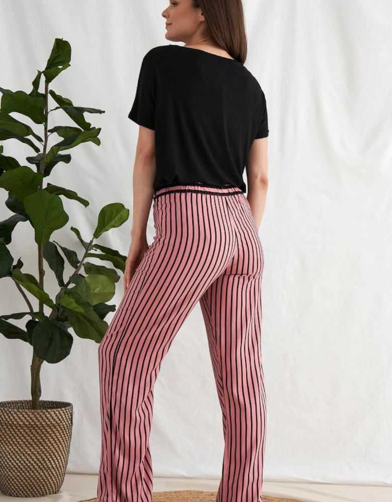 Boyfriend Stripe Trousers in Terracotta/Black