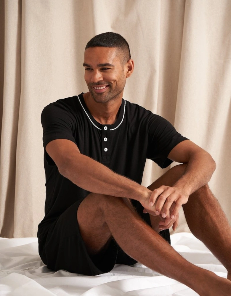 Bamboo Short Pyjama Set in Black