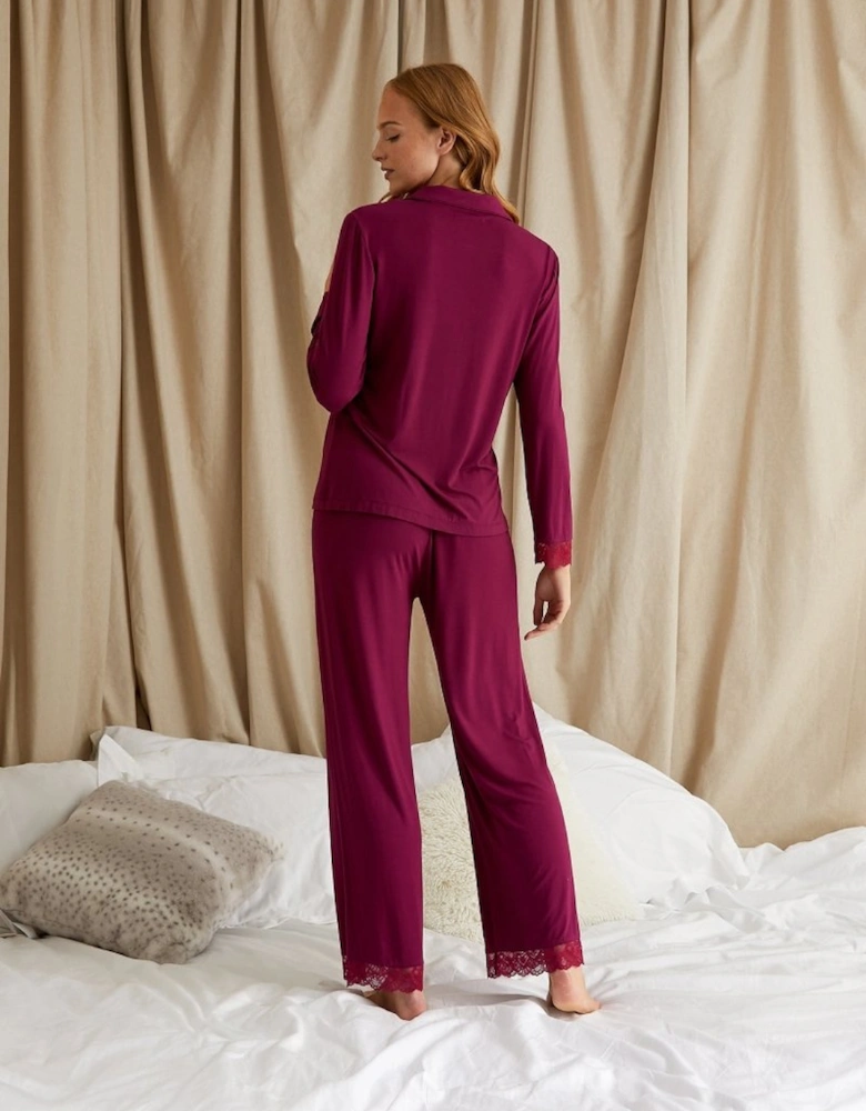 Bamboo Lace Pyjama Set in Bordeaux