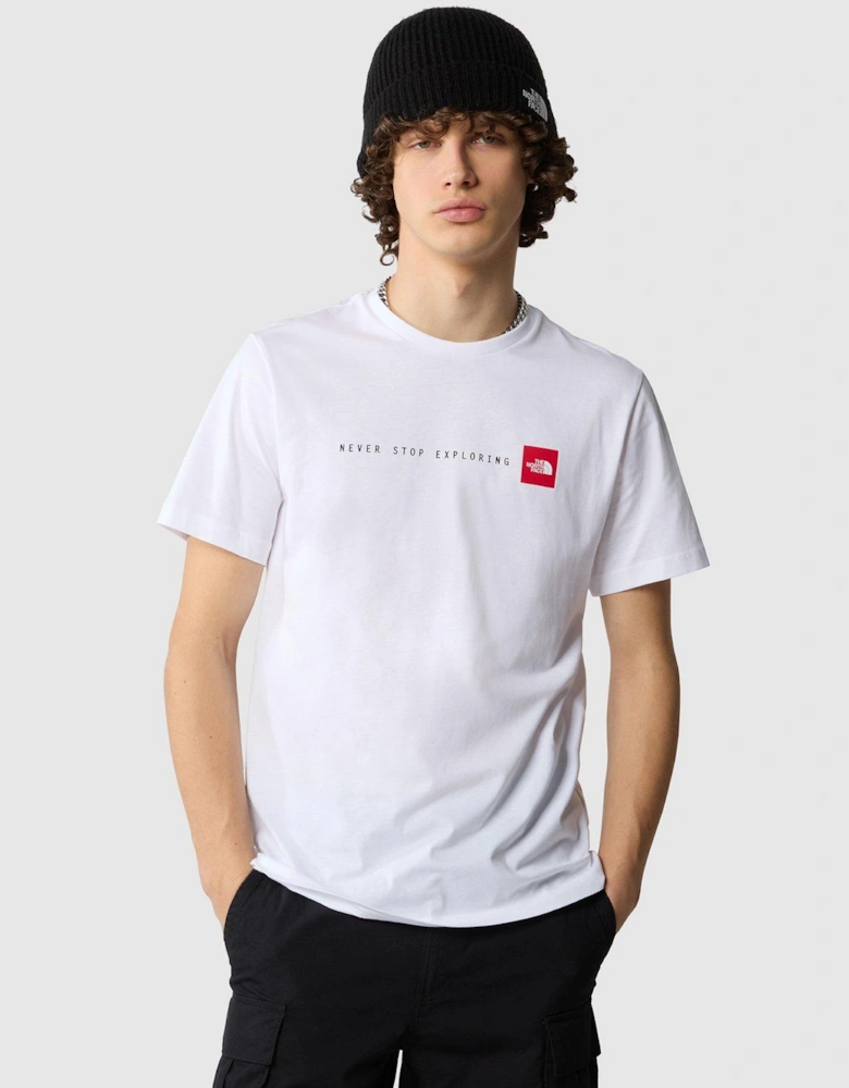 Mens Short Sleeve Never Stop Exploring Tee - White