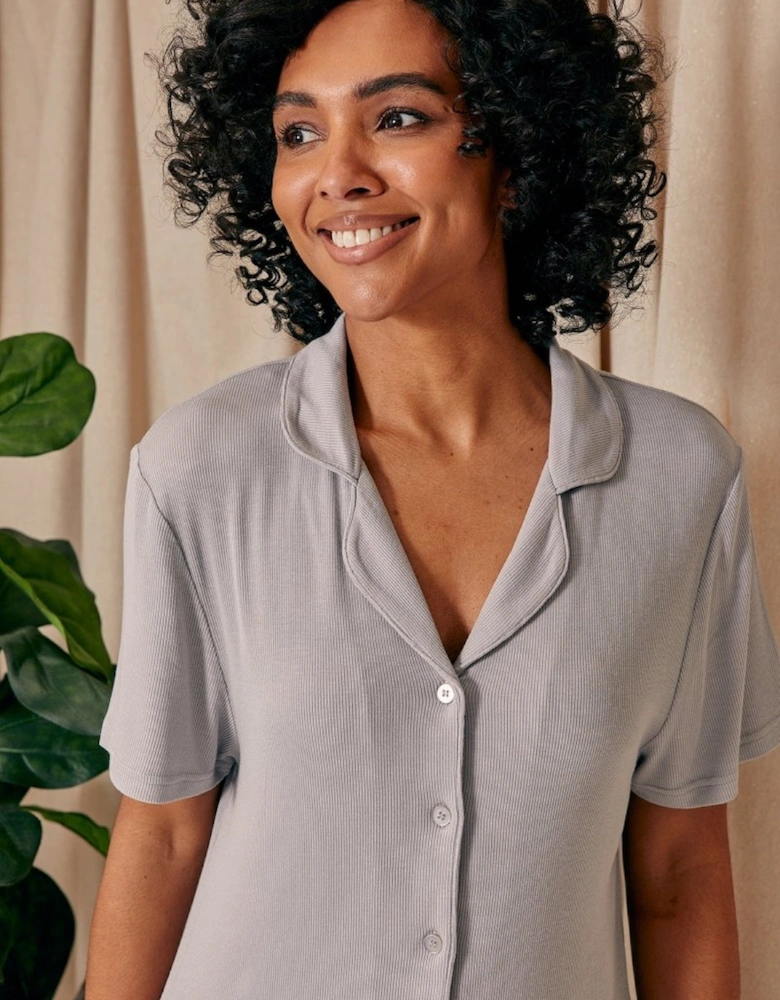 EcoVero Ribbed Nightshirt in Grey
