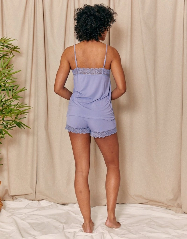 Bamboo Lace Cami Short Pyjama Set in Heather