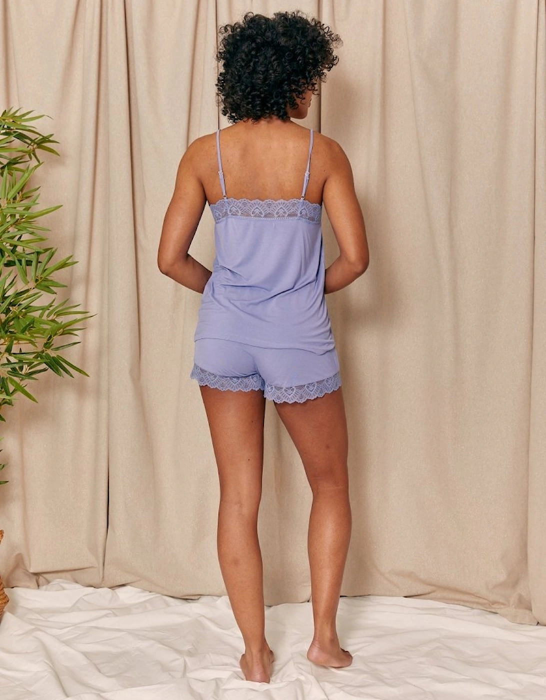 Bamboo Lace Cami Short Pyjama Set in Heather