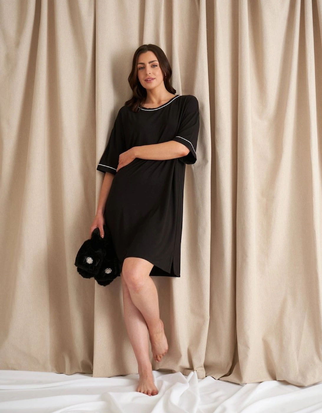 Bamboo Classic Tee Dress in Black, 5 of 4