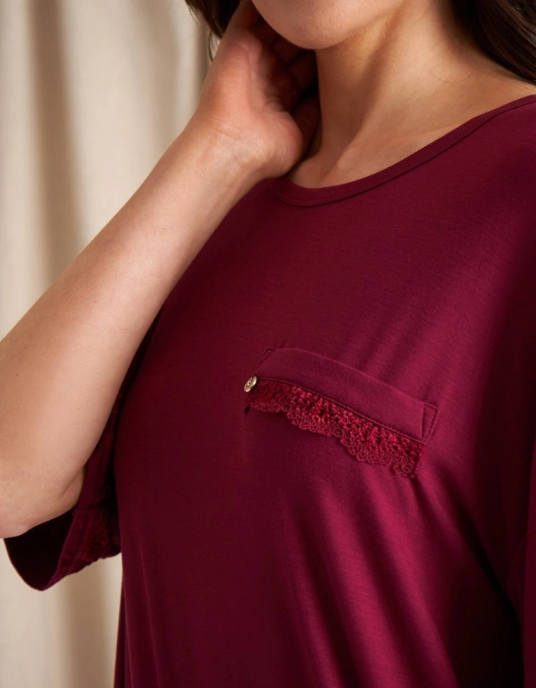 Bamboo Lace Tee Dress in Bordeaux