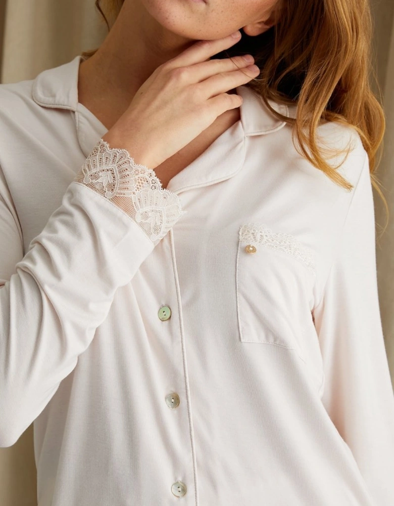 Bamboo Lace Pyjama Set in Powder Puff
