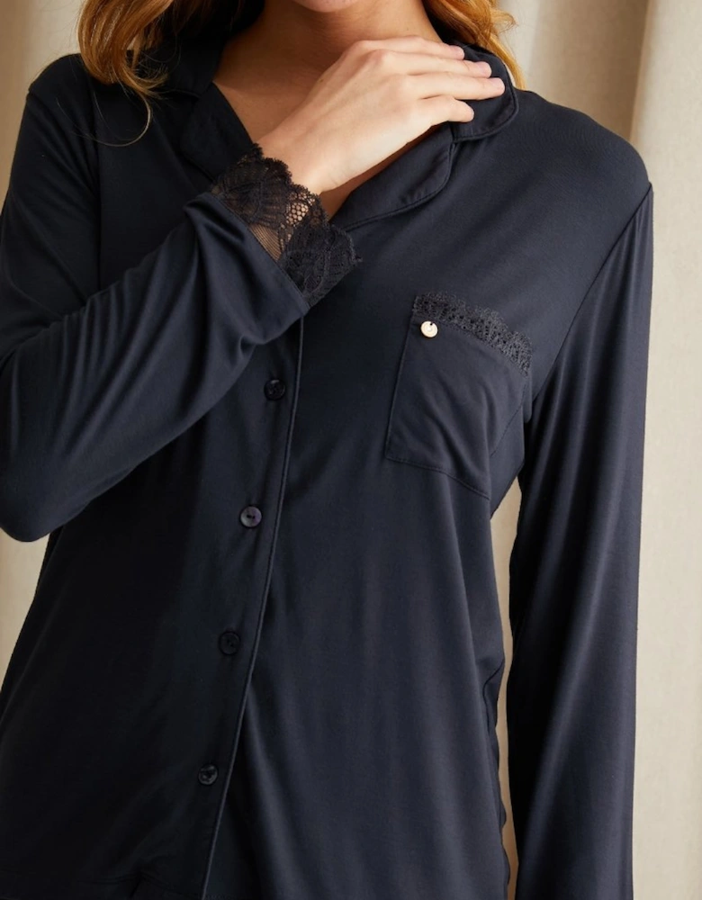 Bamboo Lace Pyjama Set in Raven