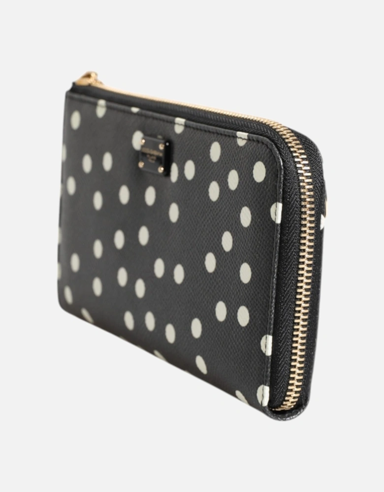 Leather Zip Around Long Wallet Women - Black And White