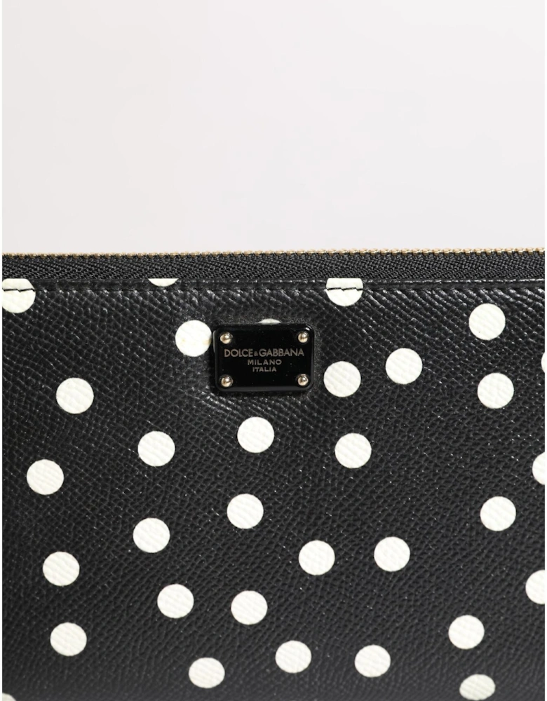 Leather Zip Around Long Wallet Women - Black And White