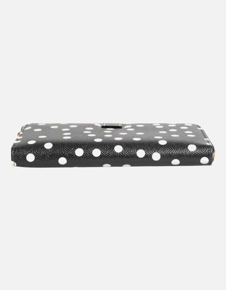 Leather Zip Around Long Wallet Women - Black And White
