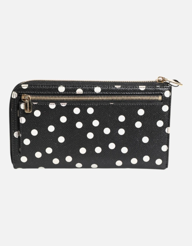 Leather Zip Around Long Wallet Women - Black And White